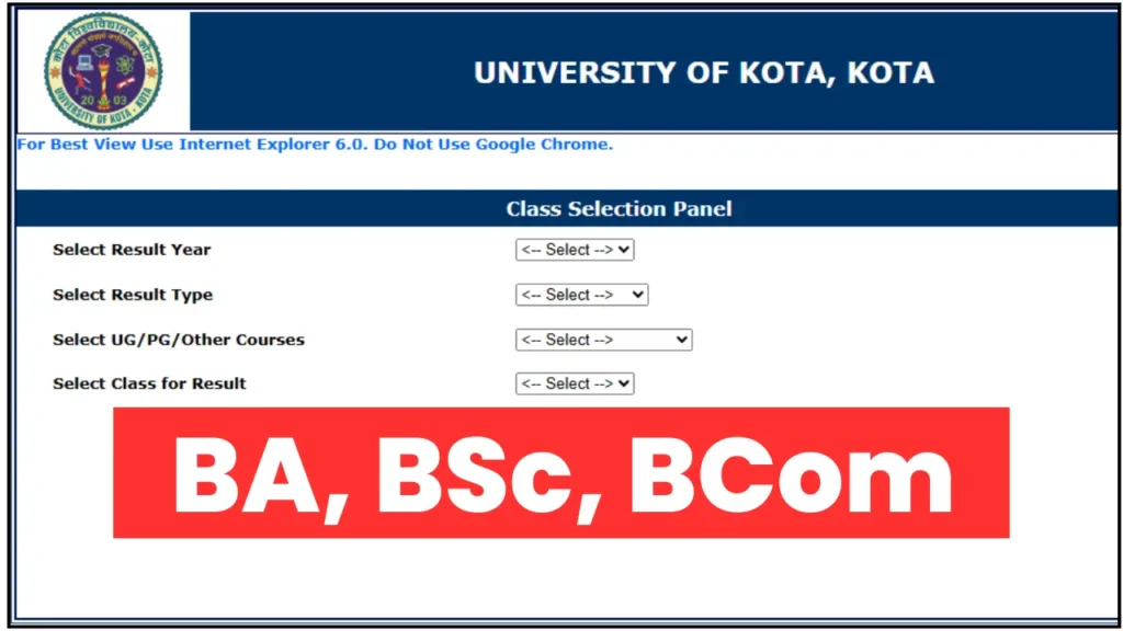 Kota University BA BSc BCom Result 2025