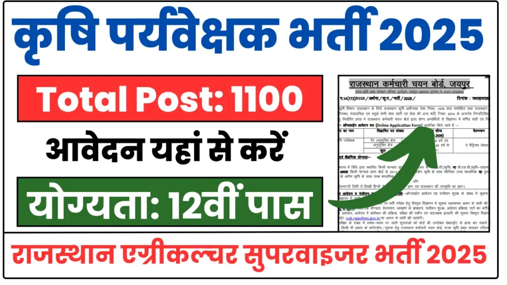 Rajasthan Agriculture Supervisor Recruitment 2025