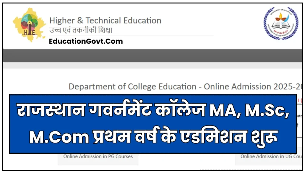 Rajasthan University PG Admission 2025-26